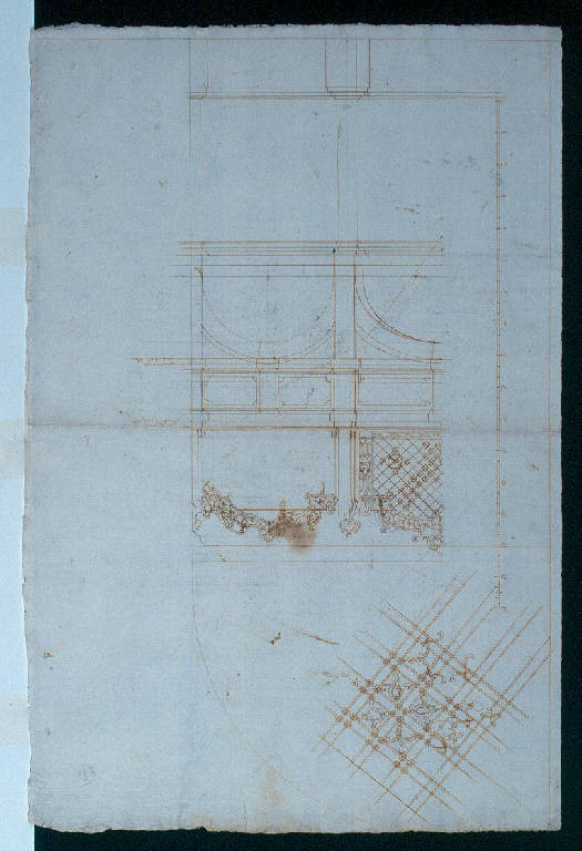 Inferriata per la cantoria della chiesa del monastero di San lorenzo a Sondrio/ particolare di inferriata (disegno, opera isolata) di Ligari Giovanni Pietro (sec. XVIII)