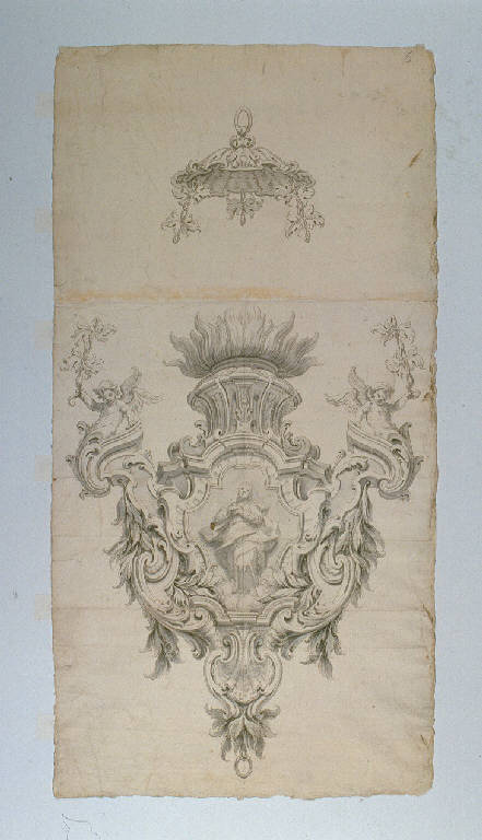 Lampada pensile (disegno, opera isolata) di Ligari Giovanni Pietro (sec. XVIII)