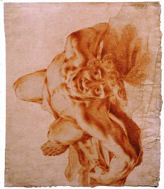 Figura maschile distesa (disegno, opera isolata) di Ligari Giovanni Pietro (prima metà sec. XVIII)