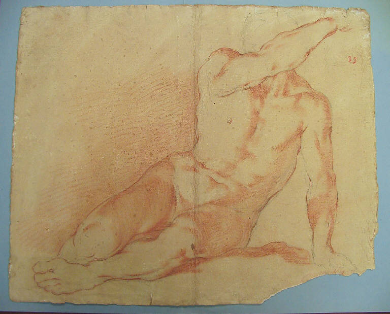 Figura maschile seduta (disegno, opera isolata) di Ligari Giovanni Pietro, Ligari Cesare (sec. XVIII)