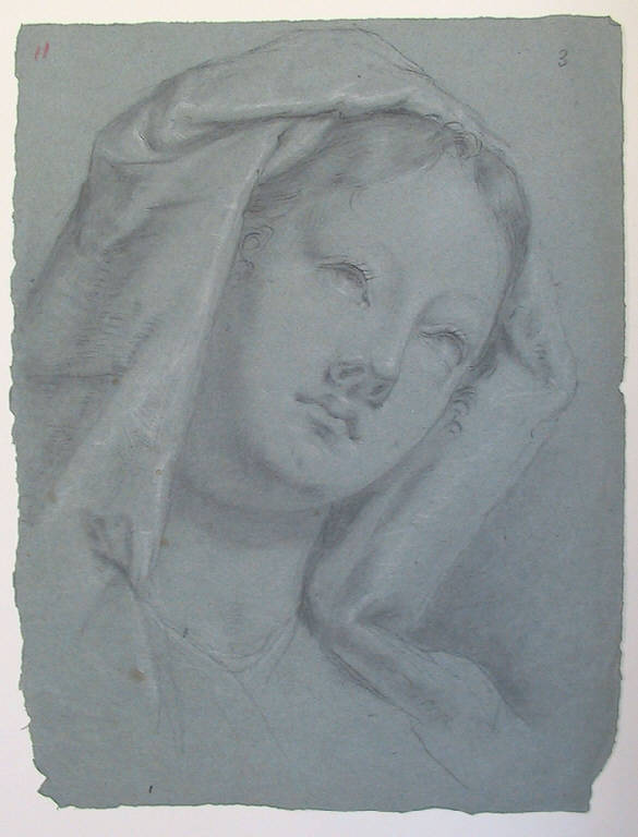 Testa di donna velata (disegno, opera isolata) di Ligari Angelo (sec. XIX)