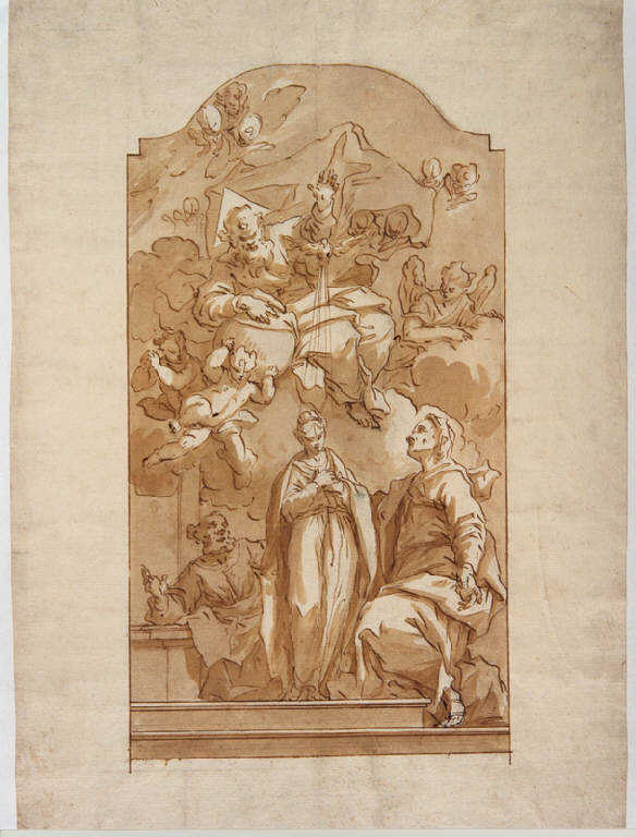 Madonna con Bambino e Dio padre (disegno, opera isolata) di Ligari Giovanni Pietro (sec. XVIII)