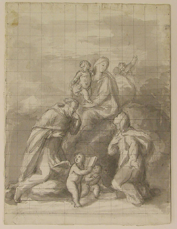 Madonna del Rosario (disegno, opera isolata) di Ligari Angelo (sec. XIX)