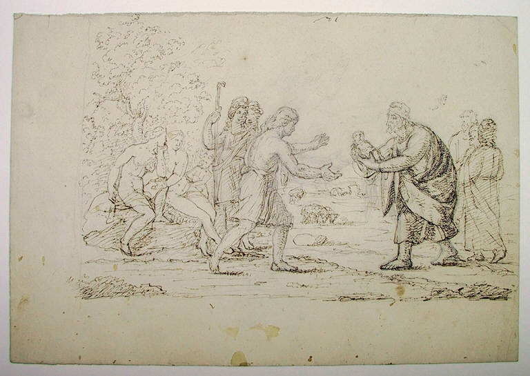 Paride consegnato ai pastori del Monte Ida (disegno, opera isolata) di Ligari Angelo (sec. XIX)