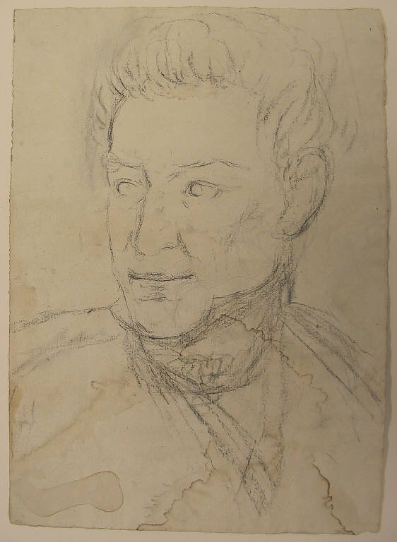 testa d'uomo (disegno, opera isolata) di Ligari Angelo (sec. XIX)