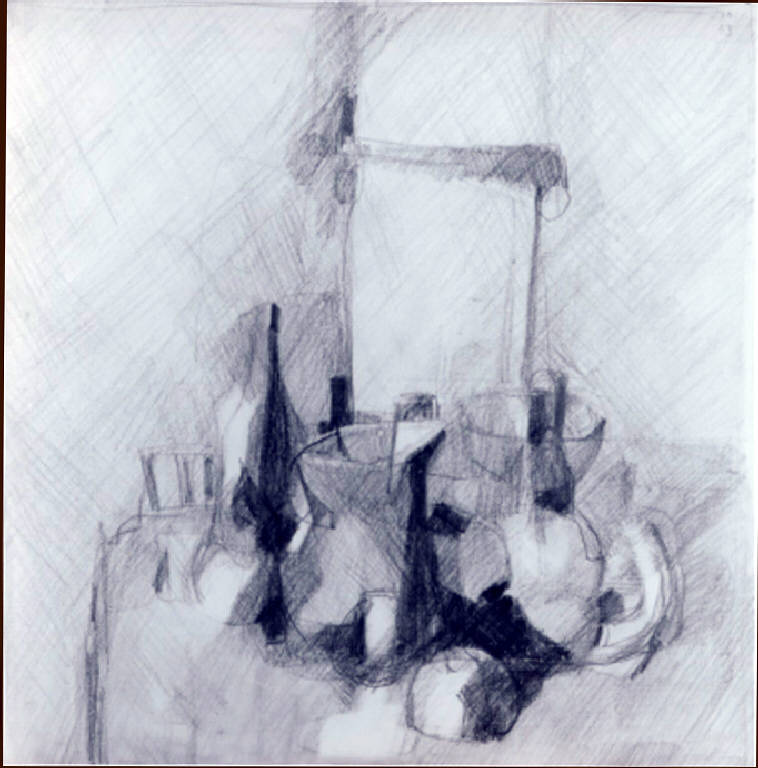 Natura morta, Natura morta con frutta (disegno, opera isolata) di Zoni Bruno (metà sec. XX)