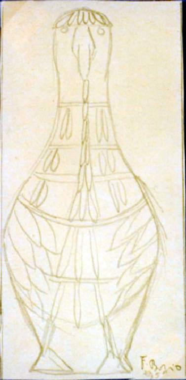 Progetto di brocca uccello, Uccello (disegno, opera isolata) di Borio Fernanda (metà sec. XX)