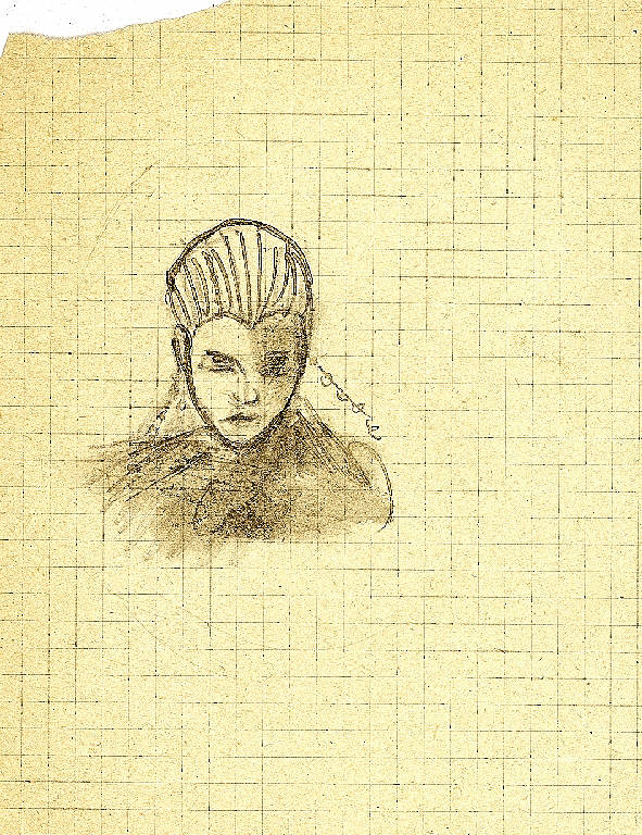 Disegni dal film "Metropolis", Ritratto di donna (dal film Metropolis) (disegno) di Parisi, Domenico detto Ico Parisi (secondo quarto sec. XX)