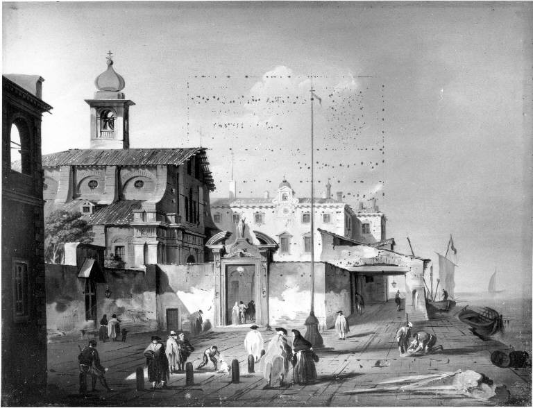 Veduta di piazzetta a Venezia (dipinto) di Bertolotti Evangelista (sec. XIX)