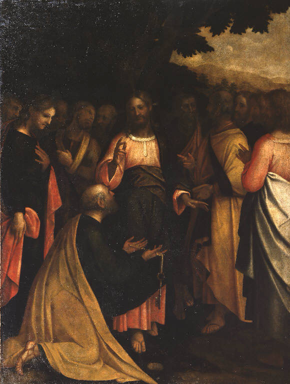 Cristo consegna le chiavi a San Pietro (dipinto) di Talpino Enea detto Salmeggia (sec. XVII)