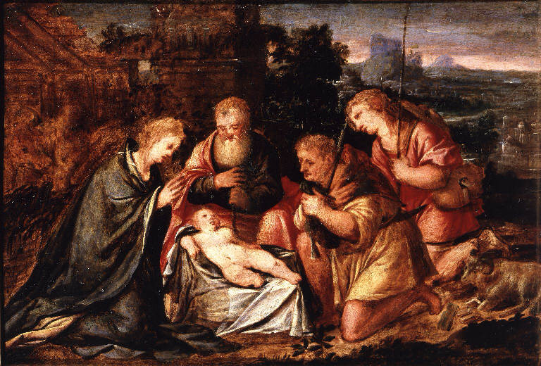 Adorazione dei pastori (dipinto) di Ferrari Gaudenzio (scuola) (seconda metà sec. XVI)