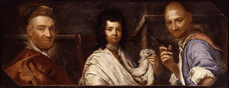 Ritratto del barbiere Oletta con garzone e lavorante (dipinto) di Ghislandi Vittore detto Fra' Galgario (sec. XVIII)