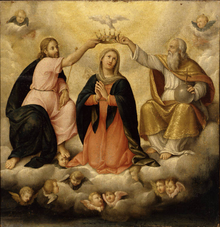 Incoronazione di Maria Vergine (dipinto) di Agosta Cristoforo (sec. XVI)