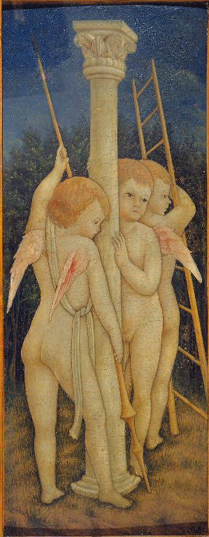 Angeli con strumenti della Passione (dipinto, elemento d'insieme) di Maestro del 1458 (sec. XV)