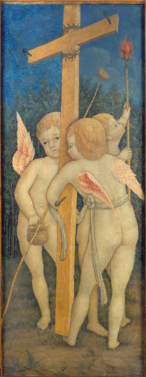 Angeli con strumenti della Passione (dipinto, elemento d'insieme) di Maestro del 1458 (sec. XV)