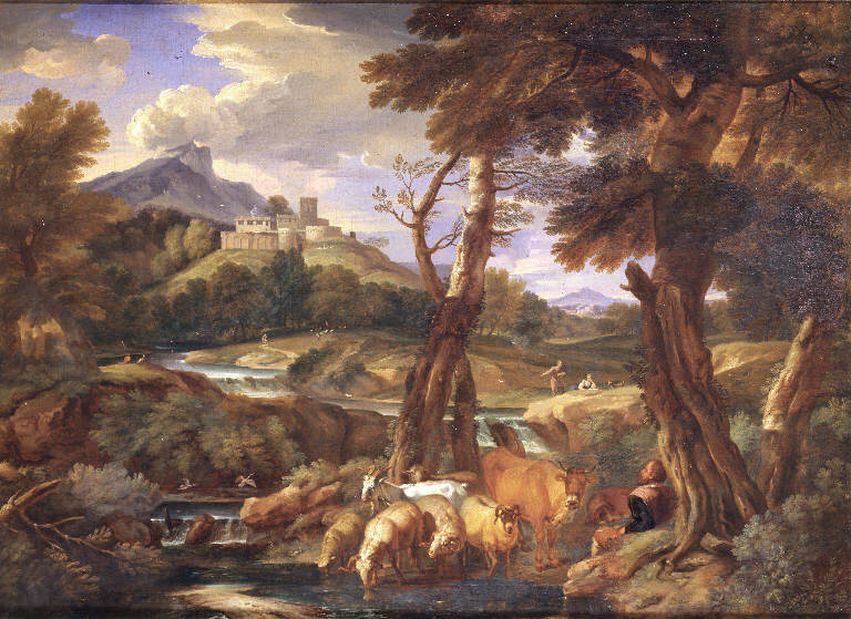 Paesaggio fluviale con gregge (dipinto) di Mulier Pieter il Giovane detto Cavalier Tempesta (sec. XVII)