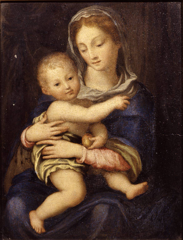 Madonna con Bambino (dipinto) di Beccafumi Domenico (cerchia) (sec. XVI)