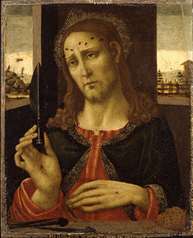 Cristo salvatore con i simboli della passione (dipinto) di Del Sellaio Jacopo (sec. XV)