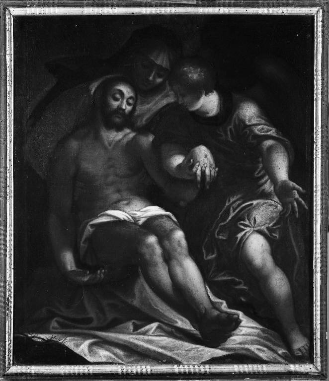 Cristo in pietà sorretto dalla Madonna e da un angelo (dipinto) di Caliari Paolo detto Veronese (fine sec. XVI)