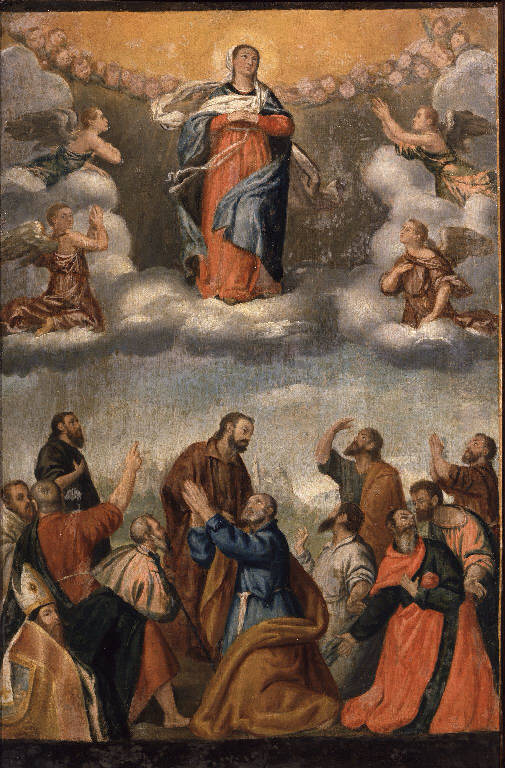 Assunzione della Madonna (dipinto) di Moroni Giovan Battista (sec. XVI)