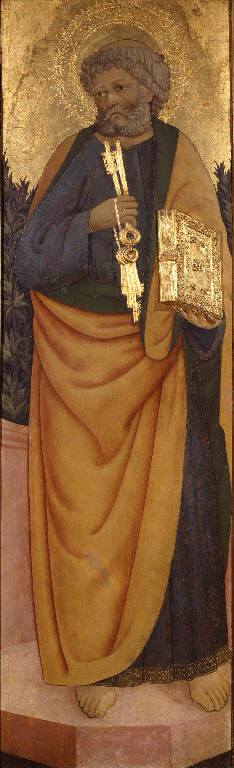 San Pietro Apostolo (dipinto, elemento d'insieme) di Maestro del 1458 (sec. XV)