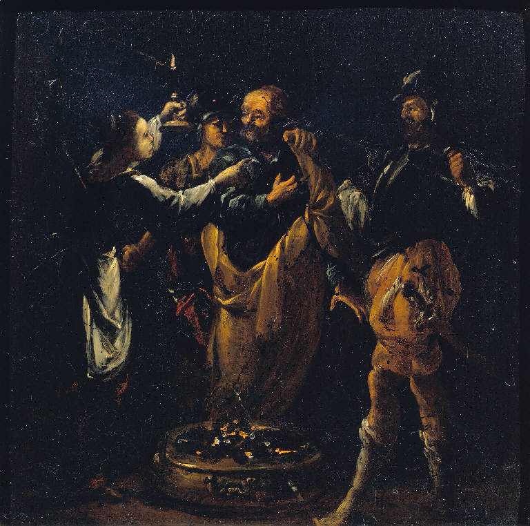 Negazione di San Pietro (dipinto) di Crespi Giuseppe Maria detto Spagnoletto (cerchia) (sec. XVIII)