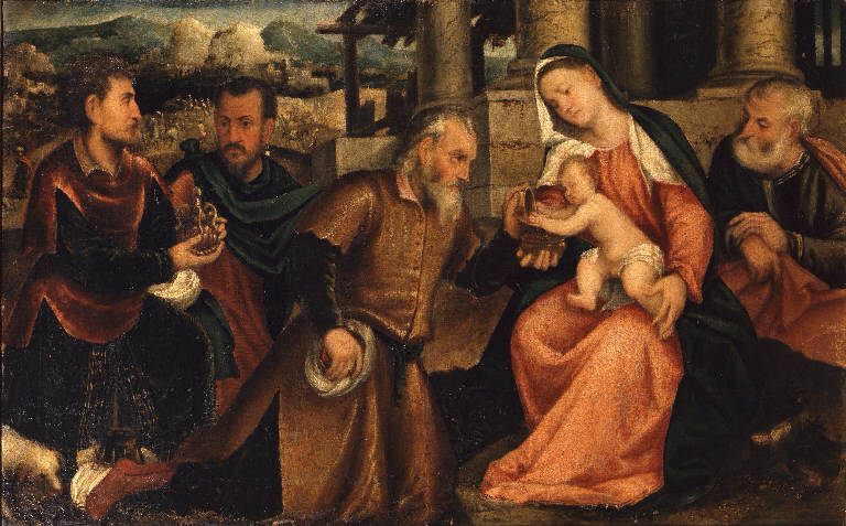 Adorazione dei Magi (dipinto) di Pitati Bonifacio de' detto Bonifacio Veronese (sec. XVI)