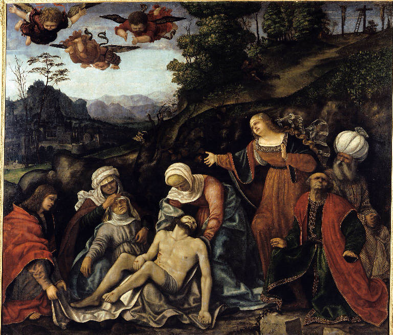 Deposizione di Cristo, Compianto sul Cristo morto (dipinto) di Mazzolino Ludovico (sec. XVI)