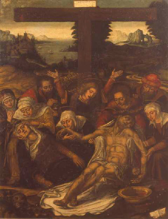 Compianto sul Cristo morto (dipinto) di Simone da Carnoli detto fra' Simone (sec. XVI)