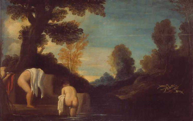 Diana al bagno con le ninfe (dipinto) di Barbieri Giovan Francesco detto Guercino (bottega) (sec. XVII)