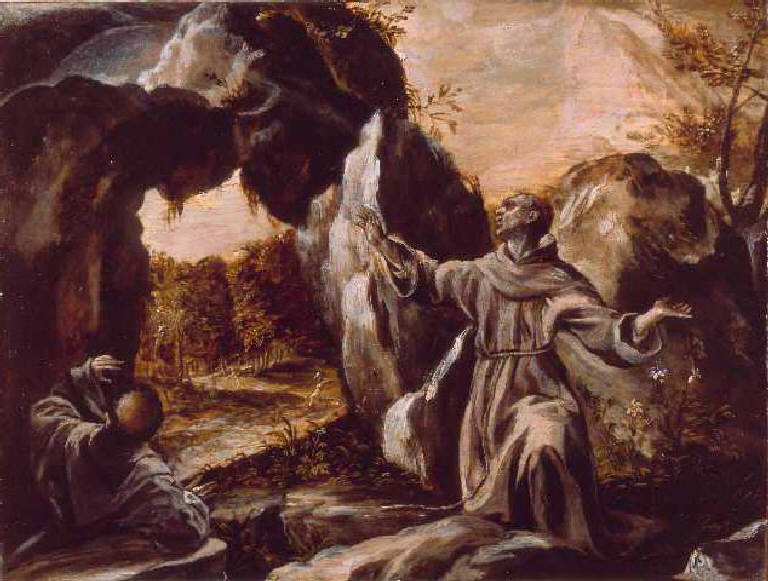 San Francesco d'Assisi riceve le stimmate (dipinto) di Theotocopoulos Domenicos detto El Greco (sec. XVI)