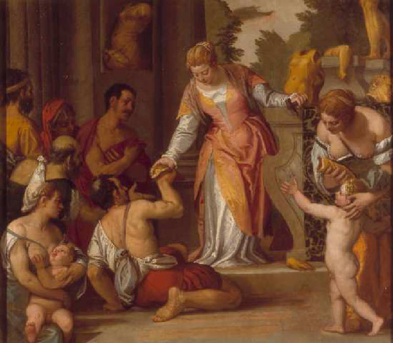 Elemosina di Santa Cristina (dipinto, opera isolata) di Caliari Paolo detto Veronese (e aiuti) (sec. XVI)