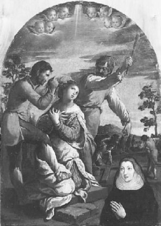 Martirio di una santa con monaca in preghiera (dipinto) di Ricci Camillo (sec. XVII)