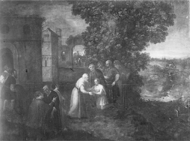 Ritorno del figliol prodigo (?) (dipinto) - scuola veneta (sec. XVI)