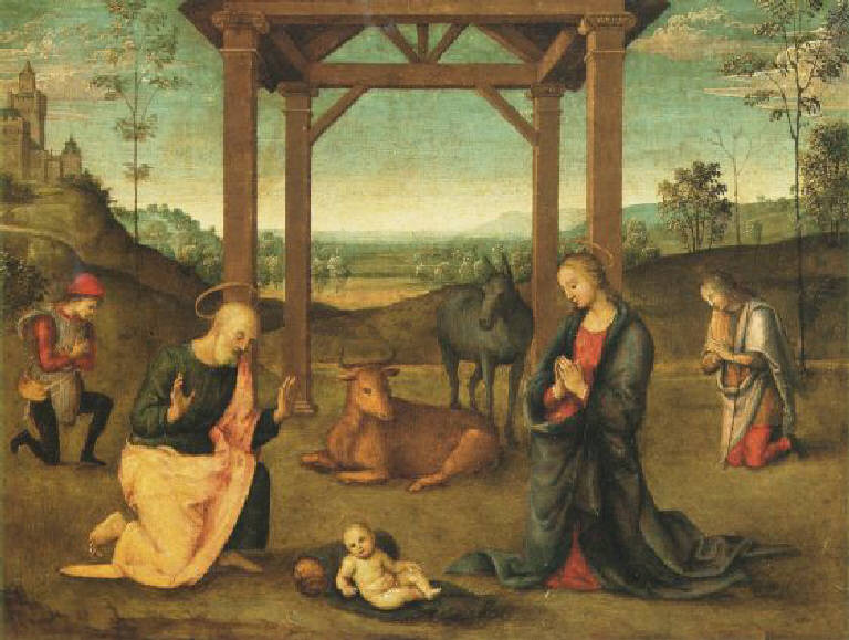 Natività di Gesù (scomparto di predella, opera isolata) di Vannucci Pietro detto Perugino (e aiuti) (sec. XVI)