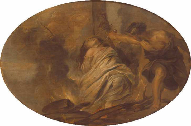 Martirio di Santa Lucia (dipinto) di Rubens Peter Paul (bottega) (sec. XVII)