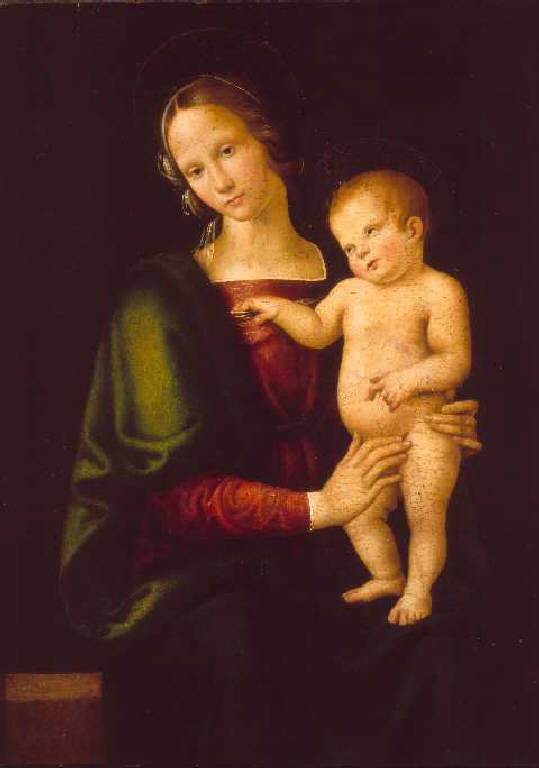 Madonna con Bambino (dipinto) di Vannucci Pietro detto Perugino (scuola) (inizio sec. XVI)