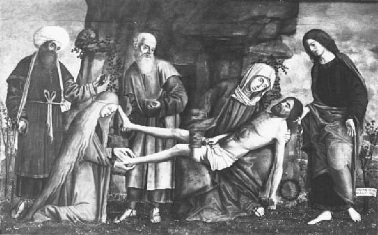 Compianto sul Cristo morto (dipinto) di Mansueti Giovanni (sec. XVI)