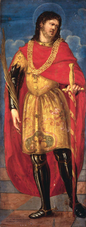 San Fermo (dipinto, elemento d'insieme) di Galizzi Giovanni detto Giovanni da Santacroce (sec. XVI)