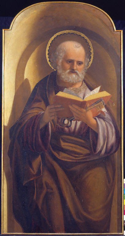 San Pietro (dipinto, elemento d'insieme) di Previtali Andrea (sec. XVI)