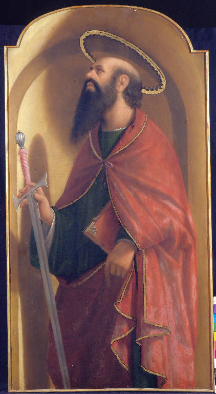 San Paolo (dipinto, elemento d'insieme) di Previtali Andrea (sec. XVI)