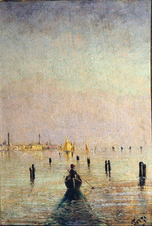 Veduta del bacino di San Marco a Venezia (dipinto) di Terzi Luigi (sec. XIX)