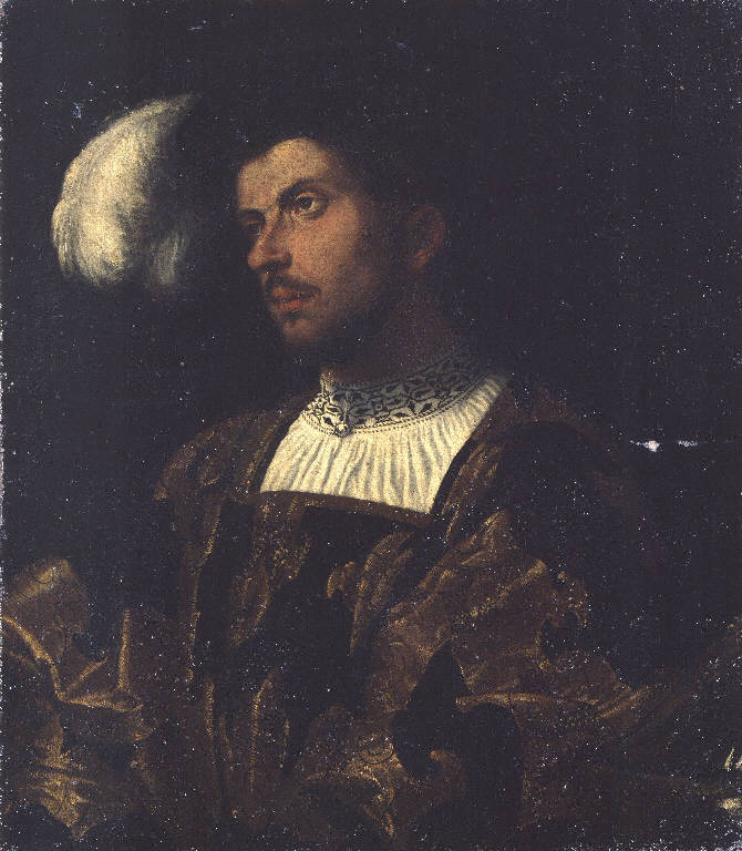 Ritratto maschile (dipinto) di Girolamo da Romano detto Romanino (maniera) (sec. XVII)