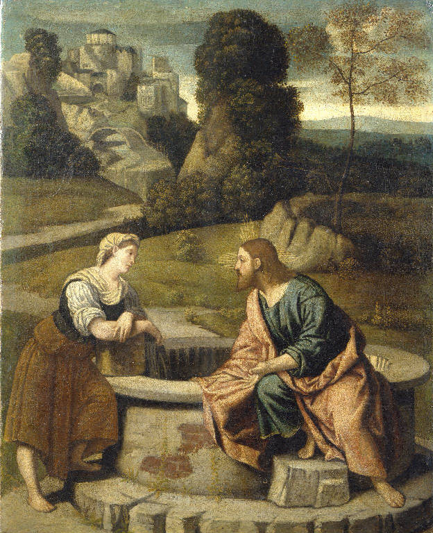 Cristo e la samaritana (dipinto) di Bonvicino Alessandro detto Moretto (sec. XVI)
