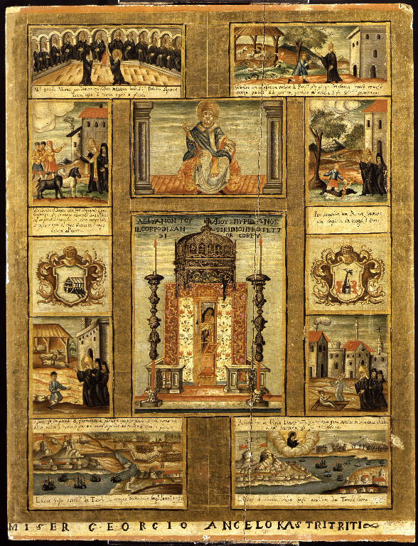Episodi della vita di San Spiridione di Corfù (dipinto) - ambito greco-veneto (sec. XVI)