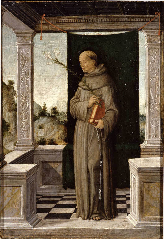 Sant'Antonio da Padova sotto un portico (dipinto) di Giovan Pietro da Cemmo (sec. XV)
