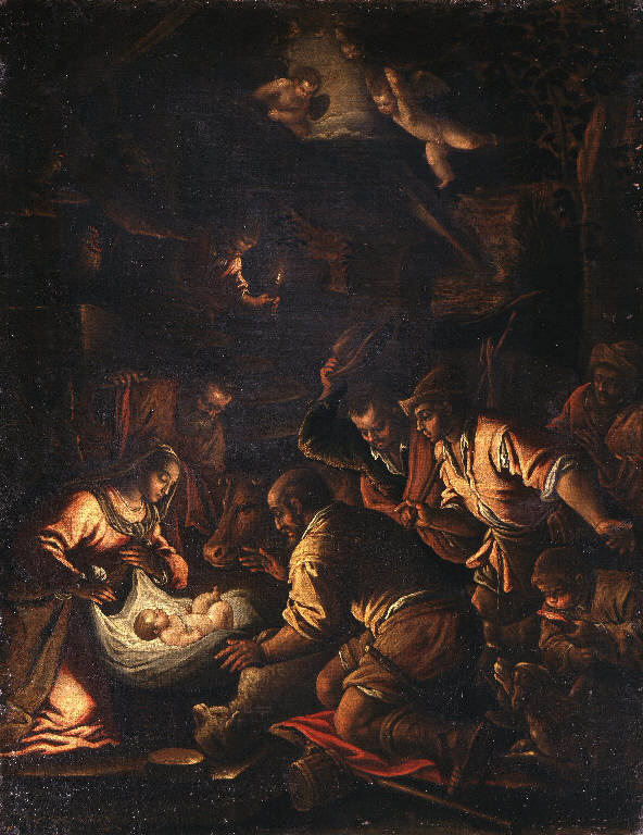 Adorazione dei pastori (dipinto) di Da Ponte Francesco detto Bassano Francesco il Giovane (scuola) (sec. XVII)
