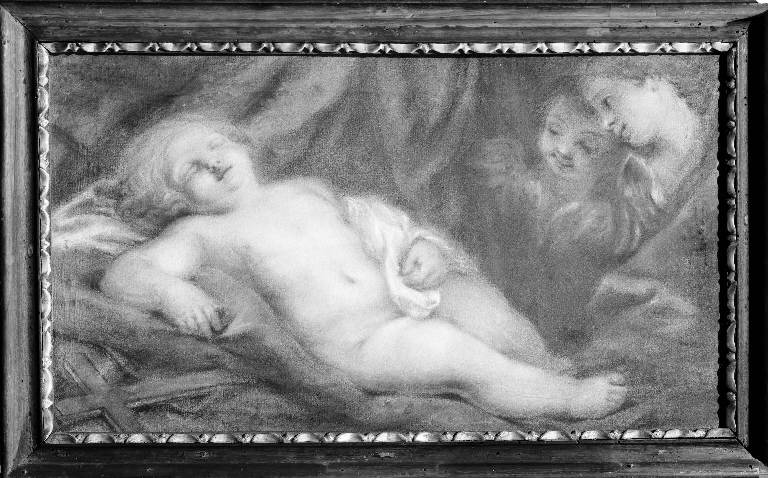 Gesù Bambino dormiente con angioletti (dipinto) - ambito genovese (sec. XVII)
