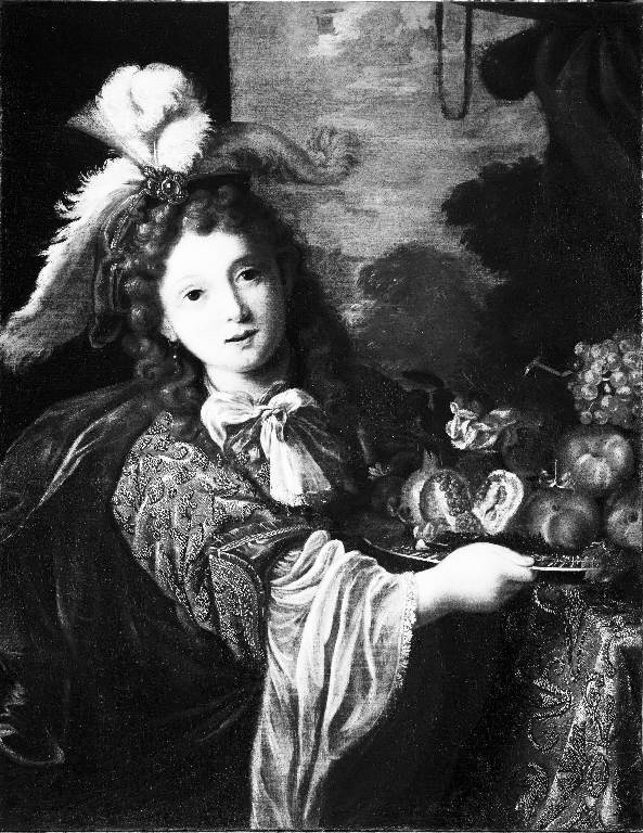 Giovanetto con piatto di frutta (dipinto) - ambito francese (sec. XIX)