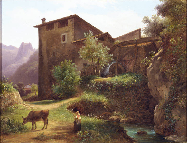Cascina con mulino (dipinto) di Taparelli D'Azeglio Massimo (sec. XIX)